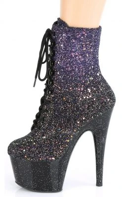 Pleaser ADORE-1020OMBG Purple Multi Glitter/Black Boots Pole Shoes