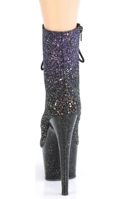 Pleaser ADORE-1020OMBG Purple Multi Glitter/Black Boots Pole Shoes
