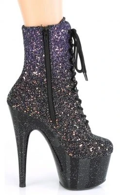Pleaser ADORE-1020OMBG Purple Multi Glitter/Black Boots Pole Shoes