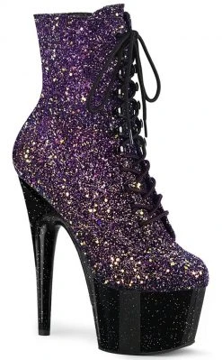 Pleaser ADORE-1020OMBG Purple Multi Glitter/Black Boots Pole Shoes