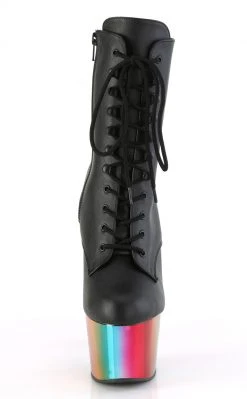 Pleaser ADORE-1020RC Black Matte Rainbow Chrome Boots Pole Shoes