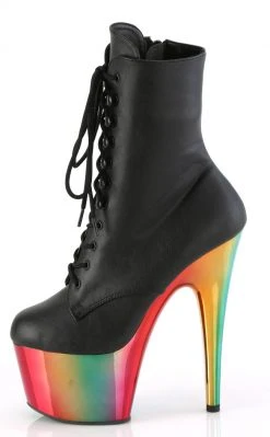 Pleaser ADORE-1020RC Black Matte Rainbow Chrome Boots Pole Shoes