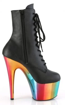 Pleaser ADORE-1020RC Black Matte Rainbow Chrome Boots Pole Shoes