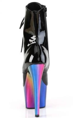 Pleaser ADORE-1020RC Black Patent Rainbow Chrome Boots