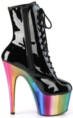 Pleaser ADORE-1020RC Black Patent Rainbow Chrome Boots