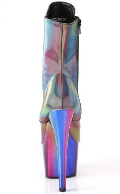 Pleaser Pole Shoes ADORE-1020RC-REFL Rainbow Chrome Ankle Boots