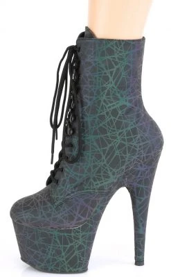 Pleaser ADORE-1020REFL Green & Purple Reflective Web Ankle Boots