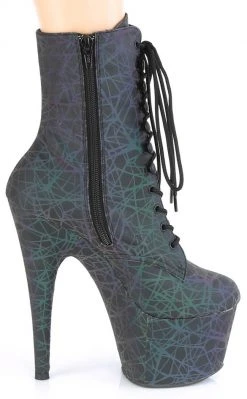 Pleaser ADORE-1020REFL Green & Purple Reflective Web Ankle Boots