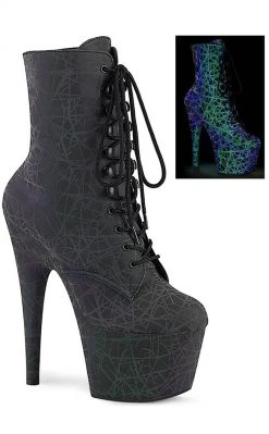 Pleaser ADORE-1020REFL Green & Purple Reflective Web Ankle Boots