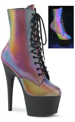 Pleaser ADORE-1020REFL Rainbow Reflective Ankle Boots