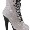 Pleaser Pole Shoes ADORE-1020RS Silver Rhinestone/ Black Boots