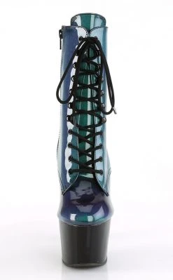Pleaser Pole Shoes ADORE-1020SHG Purple/Green Hologram Ankle Boots