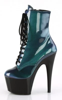 Pleaser Pole Shoes ADORE-1020SHG Purple/Green Hologram Ankle Boots