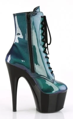 Pleaser Pole Shoes ADORE-1020SHG Purple/Green Hologram Ankle Boots