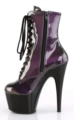 Pleaser ADORE-1020SHG Purple/Olive Hologram Ankle Boots