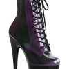 Pleaser ADORE-1020SHG Purple/Olive Hologram Ankle Boots