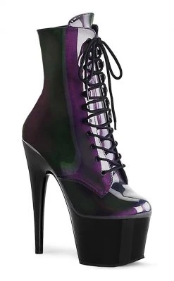 Pleaser ADORE-1020SHG Purple/Olive Hologram Ankle Boots