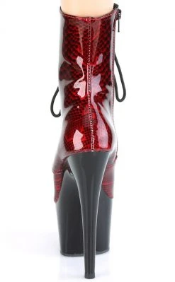Pleaser ADORE-1020SP Red Snake Print Ankle Boots Pole Shoes