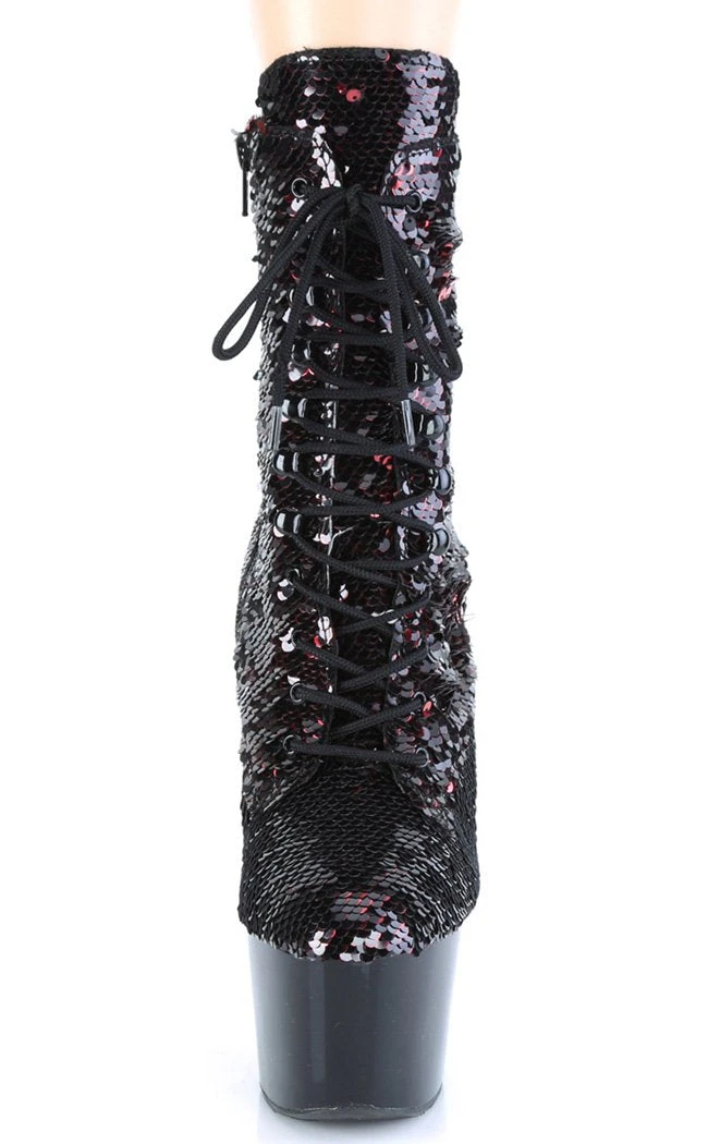 Pleaser Pole Shoes ADORE-1020SQ Black/Red Flip Sequin Boots 4 Pleaser Pole Shoes ADORE-1020SQ Black/Red Flip Sequin Boots