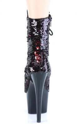 Pleaser Pole Shoes ADORE-1020SQ Black/Red Flip Sequin Boots 10 Pleaser Pole Shoes ADORE-1020SQ Black/Red Flip Sequin Boots