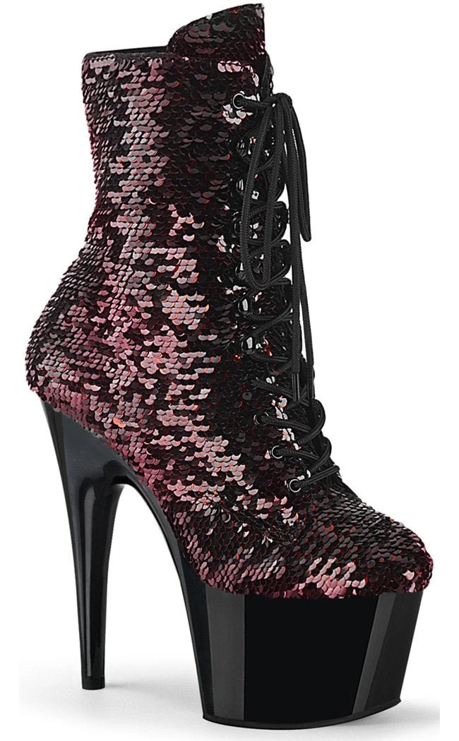 Pleaser Pole Shoes ADORE-1020SQ Black/Red Flip Sequin Boots 3 Pleaser Pole Shoes ADORE-1020SQ Black/Red Flip Sequin Boots