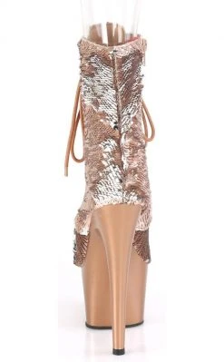 Pleaser Pole Shoes ADORE-1020SQ Rose Gold Flip Sequin Boots