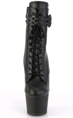 Pleaser Pole Shoes ADORE-1020STR Black Matte Strap Platform Boots