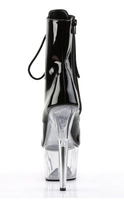 Pleaser Pole Shoes ADORE-1021 Black Patent & Clear Ankle Boots