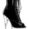 Pleaser Pole Shoes ADORE-1021 Black Patent & Clear Ankle Boots