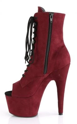 Pleaser Pole Shoes ADORE-1021FS Burgundy Faux Suede Ankle Boots