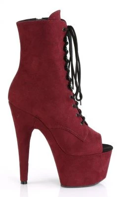 Pleaser Pole Shoes ADORE-1021FS Burgundy Faux Suede Ankle Boots