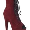 Pleaser Pole Shoes ADORE-1021FS Burgundy Faux Suede Ankle Boots