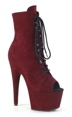Pleaser Pole Shoes ADORE-1021FS Burgundy Faux Suede Ankle Boots