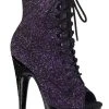 Pleaser Pole Shoes ADORE-1021MG Purple Glitter Ankle Boots