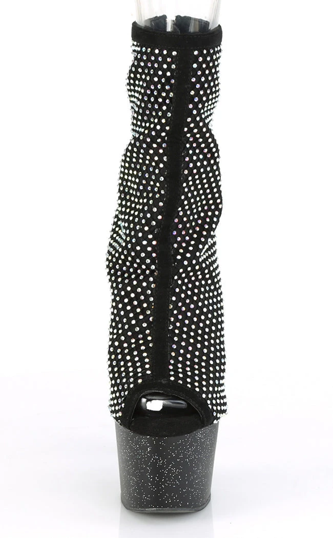 Pleaser ADORE-1031 Black Rhinestone Mesh Booties Pole Shoes 4 Pleaser ADORE-1031 Black Rhinestone Mesh Booties Pole Shoes