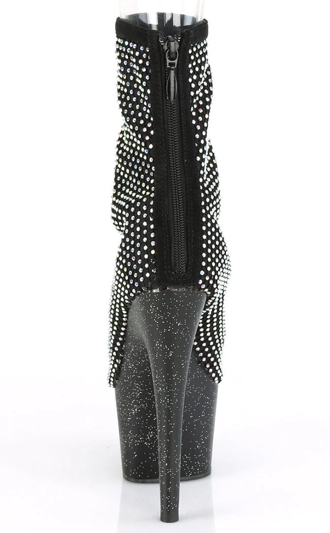 Pleaser ADORE-1031 Black Rhinestone Mesh Booties Pole Shoes 6 Pleaser ADORE-1031 Black Rhinestone Mesh Booties Pole Shoes