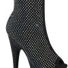 Pleaser ADORE-1031 Black Rhinestone Mesh Booties Pole Shoes