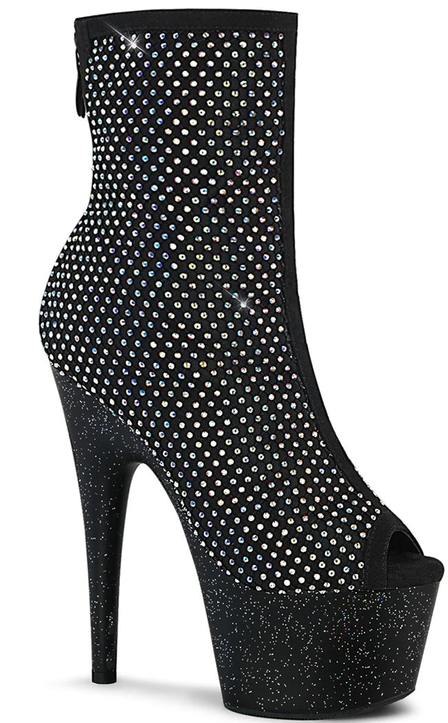 Pleaser ADORE-1031 Black Rhinestone Mesh Booties Pole Shoes 3 Pleaser ADORE-1031 Black Rhinestone Mesh Booties Pole Shoes