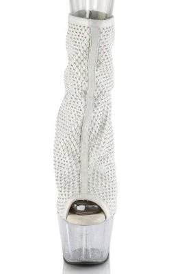 Pleaser ADORE-1031 UV White Glitter Mesh Booties Pole Shoes