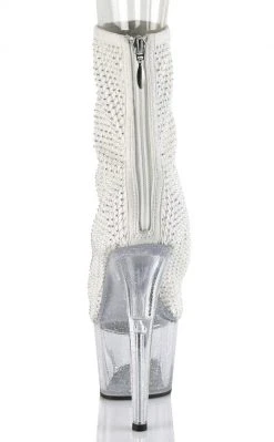 Pleaser ADORE-1031 UV White Glitter Mesh Booties Pole Shoes 10 Pleaser ADORE-1031 UV White Glitter Mesh Booties Pole Shoes