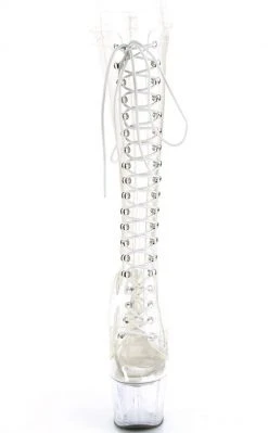 Pleaser Pole Shoes ADORE-2020C Clear Knee High Boots