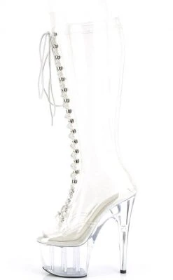 Pleaser Pole Shoes ADORE-2020C Clear Knee High Boots