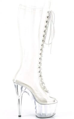 Pleaser Pole Shoes ADORE-2020C Clear Knee High Boots
