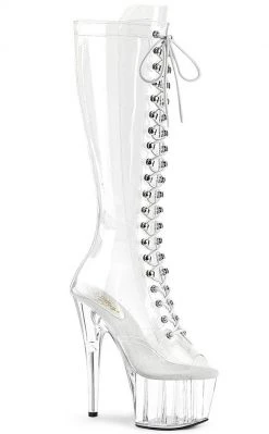 Pleaser ADORE-2021C Clear Knee Length Boots