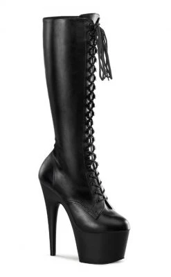 Pleaser ADORE-2023 Black / Black Matte Knee High Boots Pole Shoes