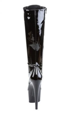 Pleaser ADORE-2023 Blk Str Pat/Blk Knee High Boots Pole Shoes