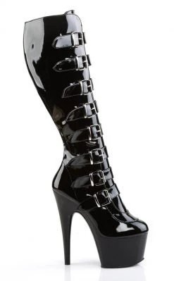 Pleaser ADORE-2043 Black Knee High Boots Pole Shoes