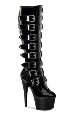 Pleaser ADORE-2043 Black Knee High Boots Pole Shoes