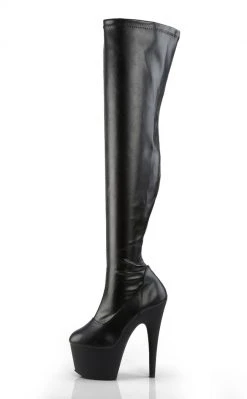 Pleaser ADORE-3000 Black / Black Matte Thigh High Boots