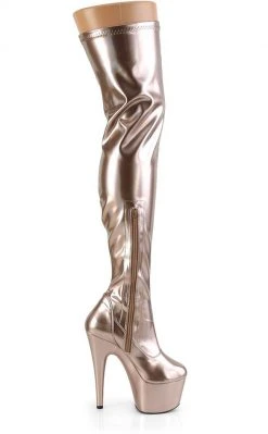 Pleaser ADORE-3000 Rose Gold Holo Thigh High Boots Pole Shoes